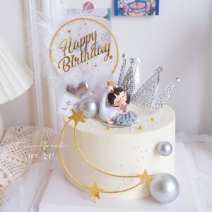 烘焙生日蛋糕装饰皇冠天鹅女孩瞌睡小公主玩偶摆件创意卡通装扮