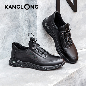 【门店发货】康龙秋冬新款加绒潮休闲真皮百搭休闲鞋板鞋男