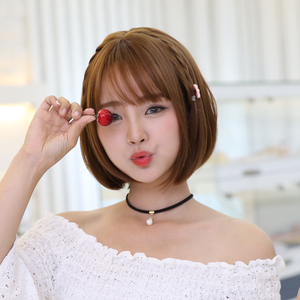 假发女短发bobo头韩国空气刘海波波头自然逼真修脸齐刘海假头发套