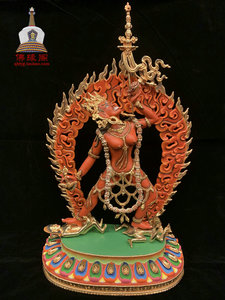 尼泊尔高档手工鎏金彩绘 那洛空行母像 卡雀玛 释迦族工艺 高36cm