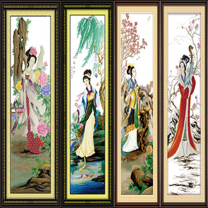 2022新款钻石画满钻油画粘贴钻十字绣客厅卧室点砖四大美女四联画