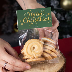 圣诞饼干包装袋曲奇卡头袋牛扎蔓越莓饼干袋子烘焙食品透明糖果袋