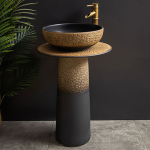 立柱盆洗手盆一体落地式洗脸盆卫生间户外庭院立柱式水池阳台立式