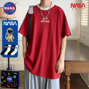 NASA联名夏季新印花短袖T恤男士美式潮流情侣宽松半袖体恤衫女衣