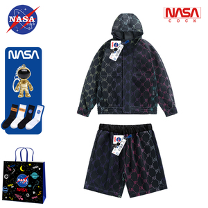 NASA联名情侣宽松网格科技感夏季防晒套装时尚休闲男女同款一套