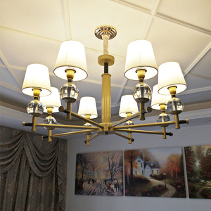 美式现代时尚简约全铜吊灯欧式创意水晶设计师家用客厅卧室吊顶灯