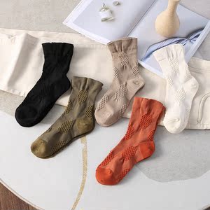 外贸清仓原订单四季通用菠萝中筒袜设计款甜美学院风纯棉长袜子女