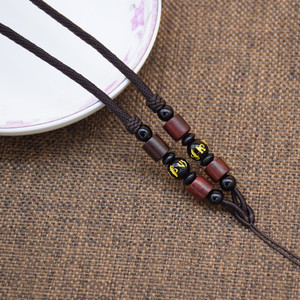 黑曜石项链挂绳六字真言黄金翡翠黑玛瑙吊坠项坠绳黑色8mm男款