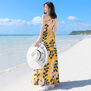 夏季泰国巴厘岛女装海边度假沙滩裙露背吊带连衣裙超仙女显瘦长裙