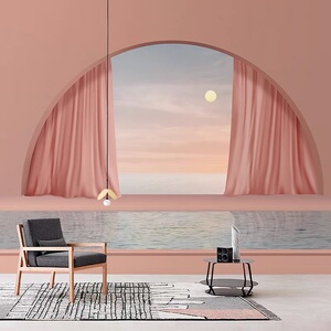 北欧风ins网红直播间背景墙壁纸服装店舞蹈室拍照墙纸渐变色壁布