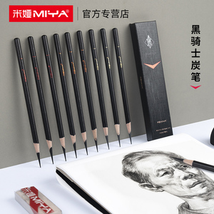 米娅黑骑士炭笔美术生专用正品软碳笔速写笔素描软中硬炭画铅笔绘画