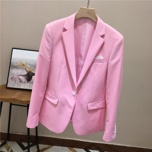 粉色小西装男结婚新郎伴郎演出礼服修身潮流青年西服外套男装帅气