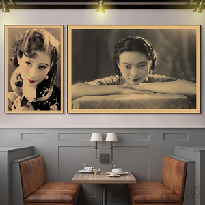 老上海挂画民国风明星胡蝶装饰画美女包厢饭店复古怀旧海报壁画