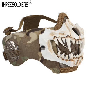 真人CS战术面具护耳半脸防护钢网面罩万圣节骷髅装扮个性装备