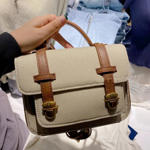 brandymelville新款学院风帆布剑桥包bm长肩带棕色斜挎包单肩包潮