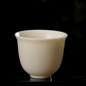 德化白瓷功夫茶具茶杯猪油白单杯闻香品茗杯素烧亚光主人大茶杯