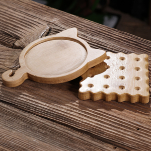 创意竹木杯垫ins风餐垫锅垫桌垫隔热垫木头仿真饼干垫子摄影道具