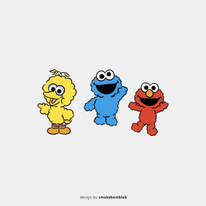 smokebomblab儿童创意纹身贴芝麻街头像插图组合sesame street
