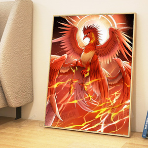 国潮风凤凰diy数字油画高级感神兽手绘填充水彩画涂色定制装饰画