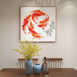 九鱼荷花图餐厅画