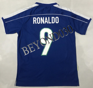 1998巴西客场蓝色9#ronaldo 9号罗纳尔多球衣/足球服/波衫/shirt