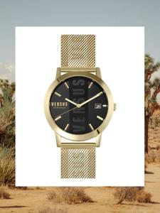 Versace范思哲Versus男式腕表 流行专柜金色编织钢带手表代购美国