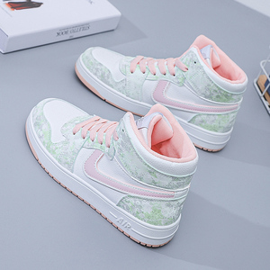 女童鞋子aj春季新款2022年13春秋款15岁12高帮小白鞋10中大童女鞋