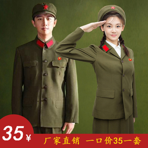 芳华同款绿军装舞蹈服女65式怀旧绿军装套装红卫兵军服演出服