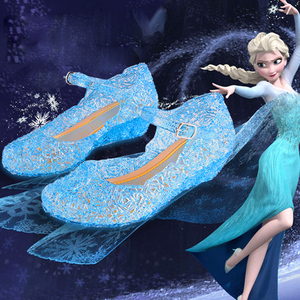 2020夏季女童凉鞋frozen冰雪奇缘蓝色水晶洞洞鞋子儿童公主鞋包邮