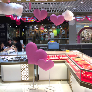 情人节氛围布置道具泡沫爱心装饰春季珠宝服装店橱窗摆件陈列摆件