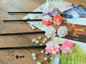 日式和风发簪樱花流苏发簪步摇簪日本和服浴服艺伎头饰古装头饰