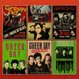 green day 绿日朋克摇滚乐队牛皮纸海报酒吧宿舍装饰画相框墙贴纸
