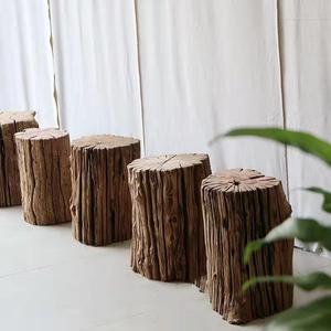铁栎木木风化凳子墩子 铁力木坐凳 庭院圆木老木头原木阳台户外用