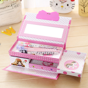 学勋办公用品专营店天猫多功能密码锁文具盒 大容量三层公主笔盒