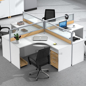屏风办公桌 卡座隔断员工2/4/6人位电脑转角工位职员家具桌椅组合