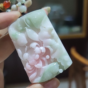 南阳独山玉挂件冰透芙蓉红荷花玉坠南阳独玉收藏级挂件一品青莲