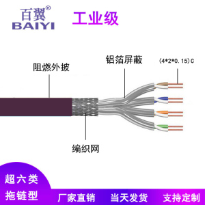 兼容缆普易格斯IGUS柔性拖链8芯电缆耐高低温工业网线双绞线cat6