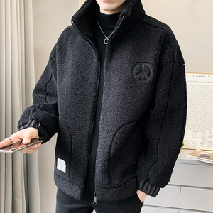 摇粒绒棉衣男士2021年新款冬季加厚羊羔毛男装冬装颗粒绒棉服外套