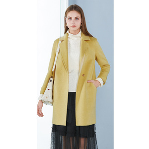 可路莎2020秋冬新款女士西装翻领直筒双面呢羊毛大衣外套c98658