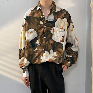 东南亚风格衬衫男英伦雅痞风格男装意式那不勒斯外套巴洛克花衬衣