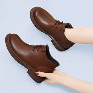 羊皮真皮平底软皮宽头小皮鞋女英伦风2021春秋季新款女士软底单鞋