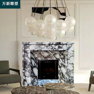 天然大理石大花白壁炉架法式欧式美式石雕石材别墅客厅电视柜定制