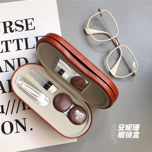 ins隐形眼镜盒双层复古美瞳盒子情侣款高级感收纳盒护理盒送镜布