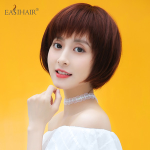 假发女短发bobo头圆脸锁骨发齐耳短发发型真人发丝假发套短发假发