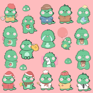 卡通可爱小恐龙行李箱贴纸笔记基本电脑手机ipad旅行箱拉杆箱贴画