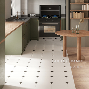 北欧浴室黑白八角砖 法式复古纯色卫生间瓷砖 厨房八边形地砖300