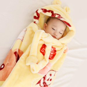 婴幼儿包被冬季新生儿抱被初生抱毯宝宝加厚防风围被推车盖毯披风