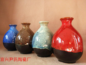 直销 宜兴陶瓷空酒瓶1斤装土陶酒坛500ml白酒存酒罐彩色四色可选