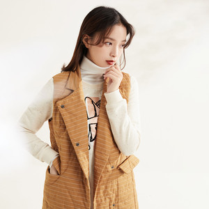 熙然女装官方2020新款专柜正品条纹显瘦棉马夹背心马甲马甲外套