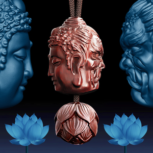 毛衣链紫檀木禅意吊坠小众长款高领项链佛魔一念之间双面佛头挂坠